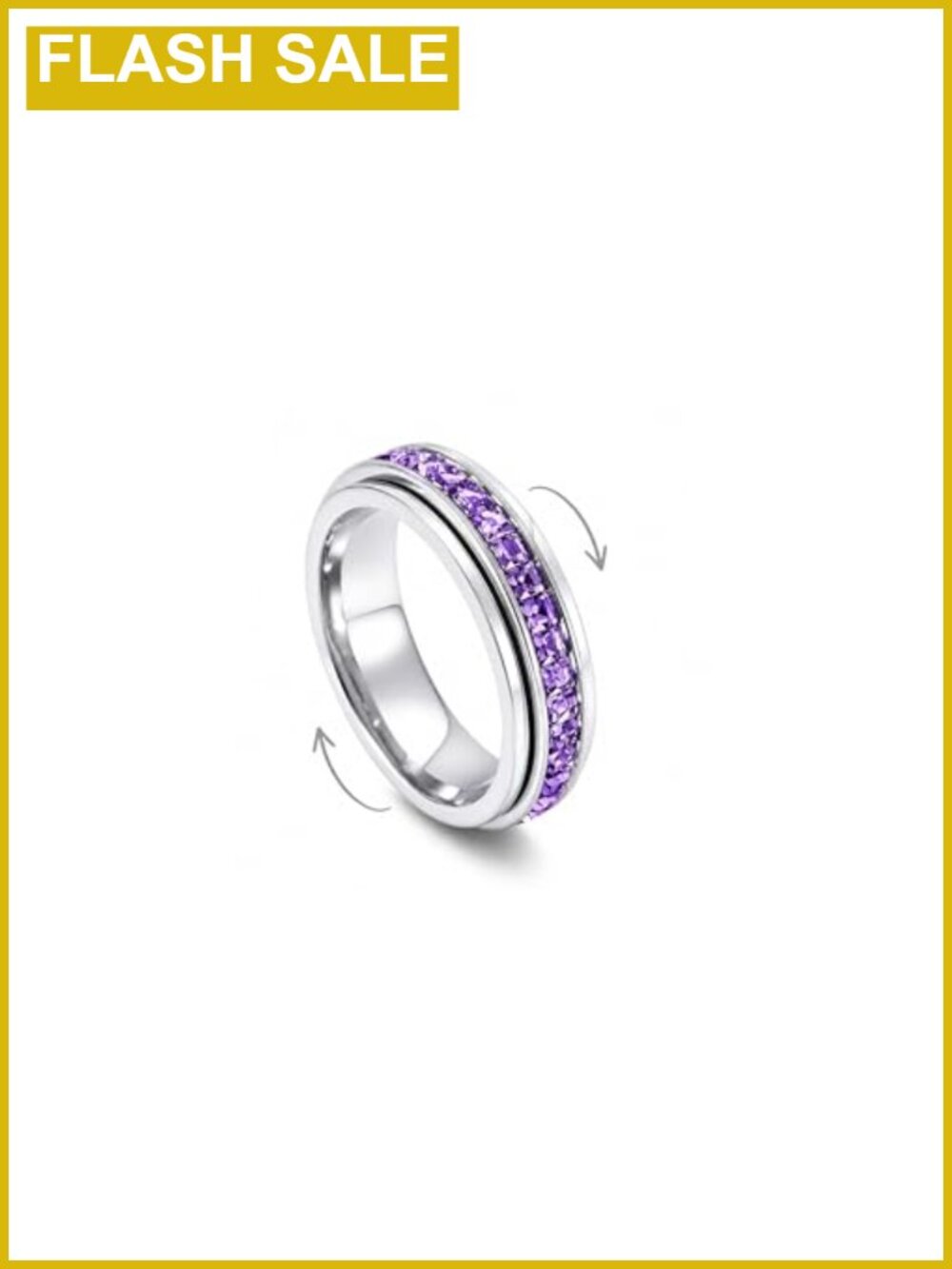 Anxiety Spinner Ring Stainless Steel Cubic Zirconia Birthstone Stress Relief